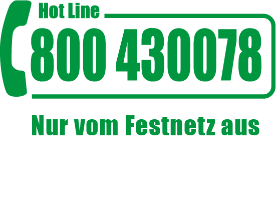 Hot line 800 430078 Nur vom Festnetz aus - Vom einem Mobiltelefon +39 02 2057528/29
